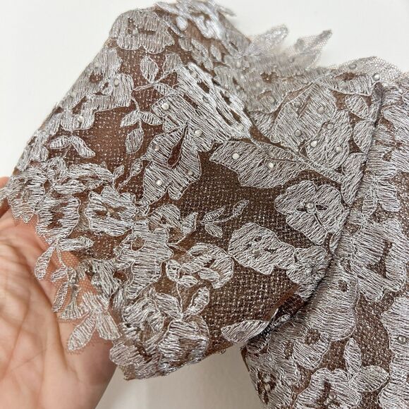 Rene Ruiz Neiman Marcus Sweetheart Metallic Lace Formal Dress Gold Women’s 18 - Picture 6 of 16